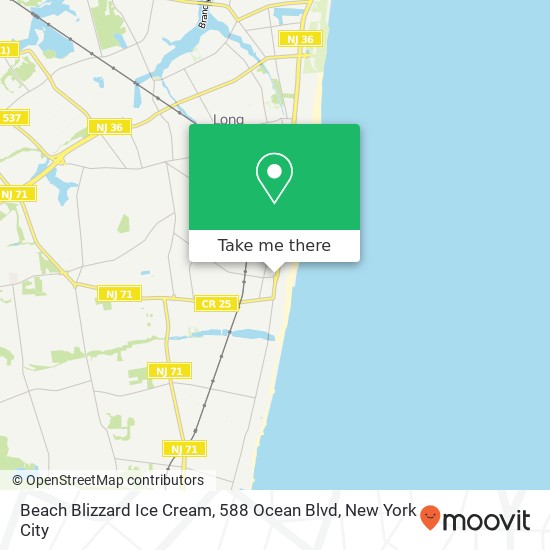 Mapa de Beach Blizzard Ice Cream, 588 Ocean Blvd