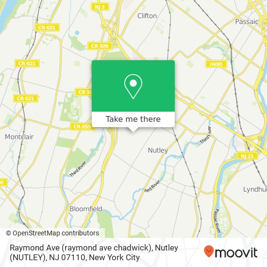 Raymond Ave (raymond ave chadwick), Nutley (NUTLEY), NJ 07110 map