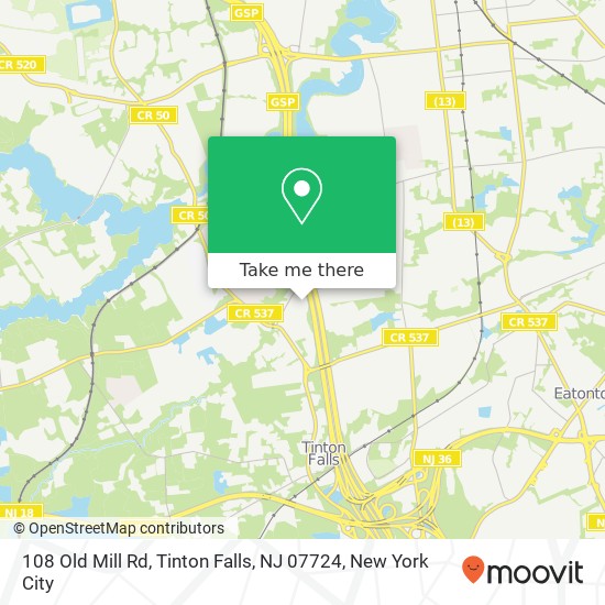 108 Old Mill Rd, Tinton Falls, NJ 07724 map