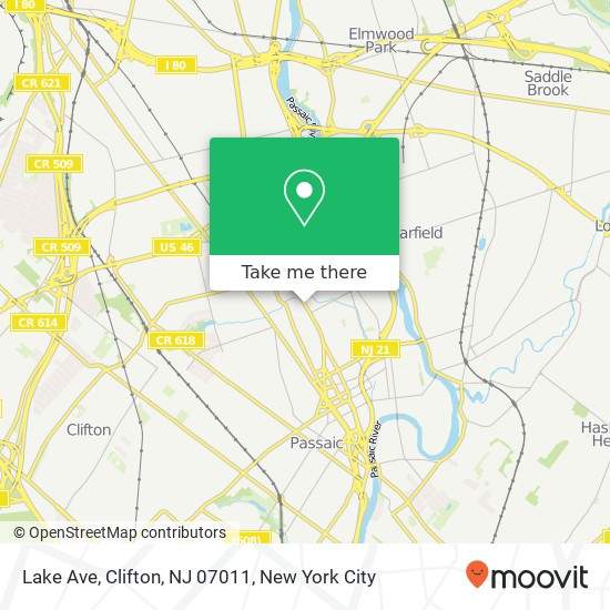 Mapa de Lake Ave, Clifton, NJ 07011