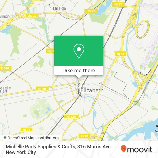 Mapa de Michelle Party Supplies & Crafts, 316 Morris Ave