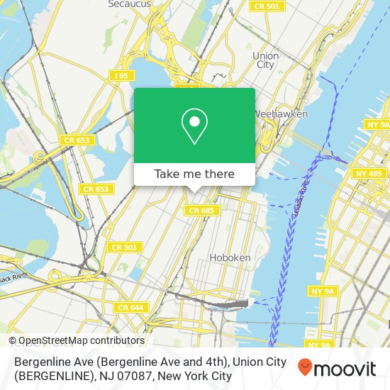Mapa de Bergenline Ave (Bergenline Ave and 4th), Union City (BERGENLINE), NJ 07087
