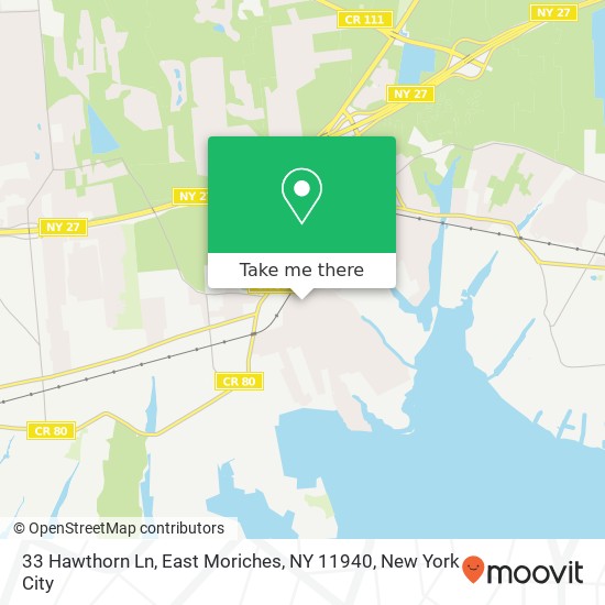 Mapa de 33 Hawthorn Ln, East Moriches, NY 11940