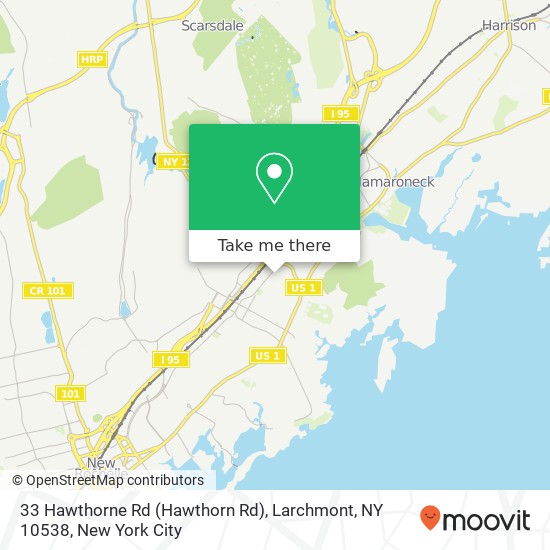 Mapa de 33 Hawthorne Rd (Hawthorn Rd), Larchmont, NY 10538