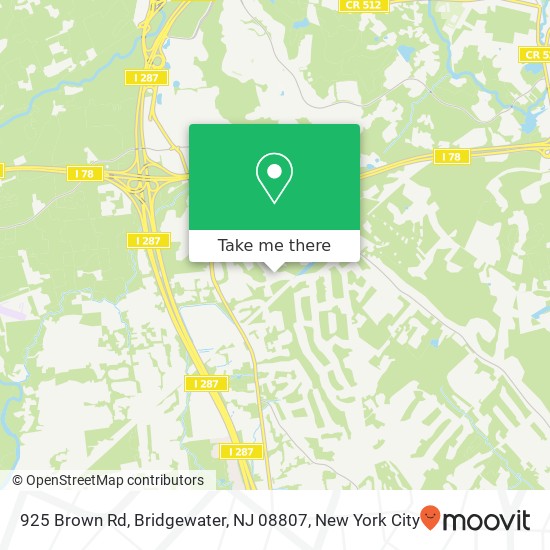 Mapa de 925 Brown Rd, Bridgewater, NJ 08807