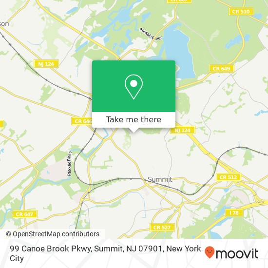 Mapa de 99 Canoe Brook Pkwy, Summit, NJ 07901