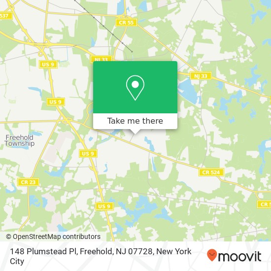 Mapa de 148 Plumstead Pl, Freehold, NJ 07728