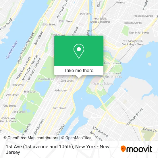 1st Ave (1st avenue and 106th) map