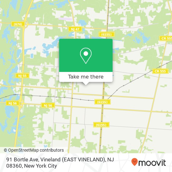 Mapa de 91 Bortle Ave, Vineland (EAST VINELAND), NJ 08360