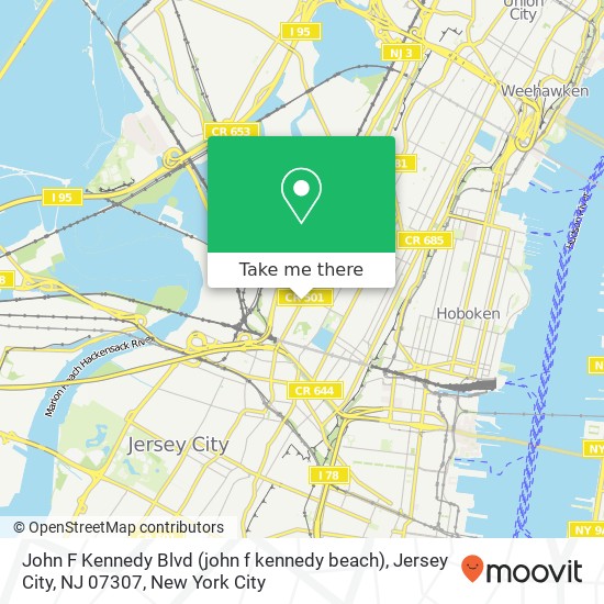 Mapa de John F Kennedy Blvd (john f kennedy beach), Jersey City, NJ 07307