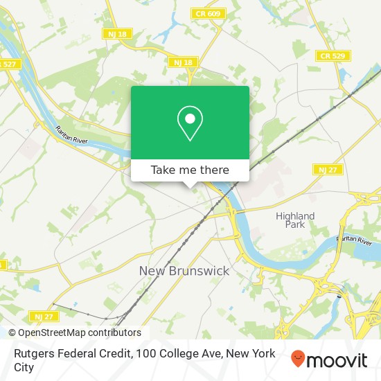 Mapa de Rutgers Federal Credit, 100 College Ave
