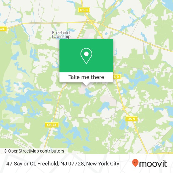 Mapa de 47 Saylor Ct, Freehold, NJ 07728