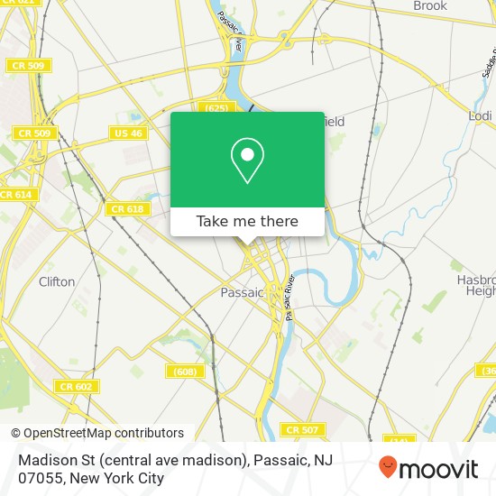 Mapa de Madison St (central ave madison), Passaic, NJ 07055