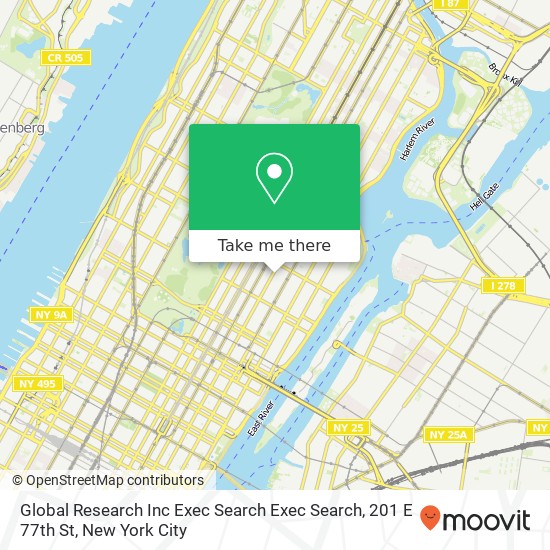 Mapa de Global Research Inc Exec Search Exec Search, 201 E 77th St