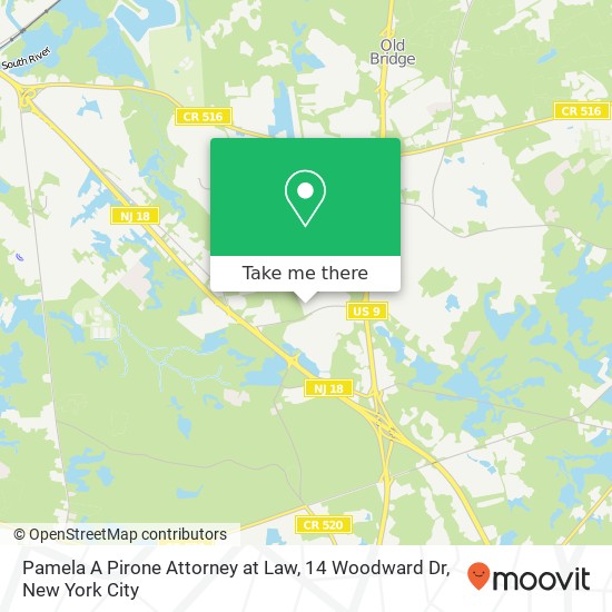 Mapa de Pamela A Pirone Attorney at Law, 14 Woodward Dr