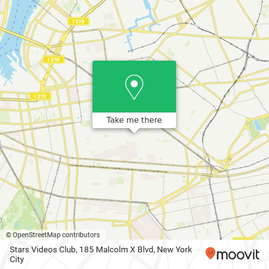 Mapa de Stars Videos Club, 185 Malcolm X Blvd