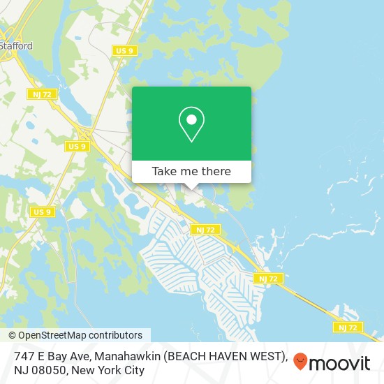 Mapa de 747 E Bay Ave, Manahawkin (BEACH HAVEN WEST), NJ 08050