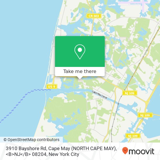 Mapa de 3910 Bayshore Rd, Cape May (NORTH CAPE MAY), <B>NJ< / B> 08204