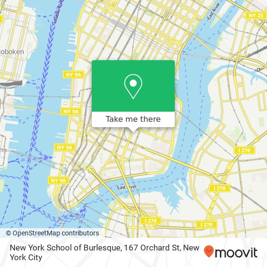 Mapa de New York School of Burlesque, 167 Orchard St