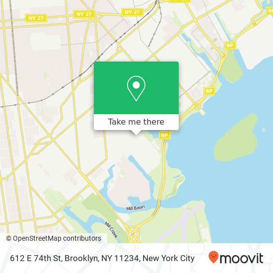 Mapa de 612 E 74th St, Brooklyn, NY 11234