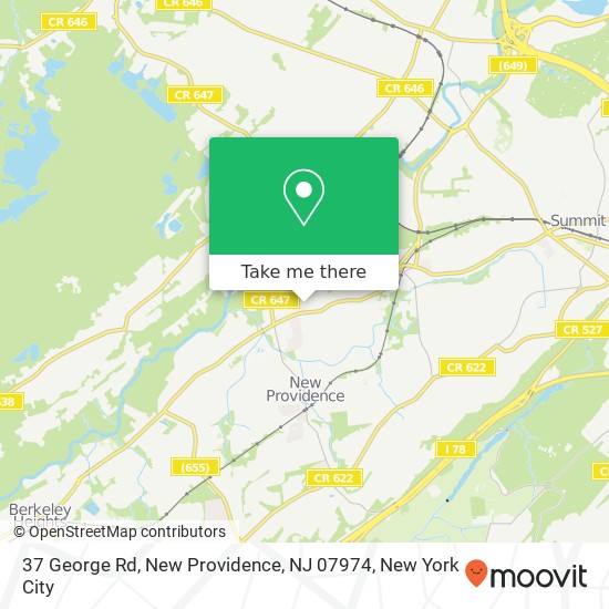 Mapa de 37 George Rd, New Providence, NJ 07974