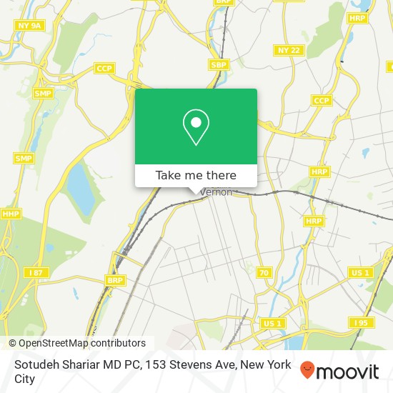 Mapa de Sotudeh Shariar MD PC, 153 Stevens Ave