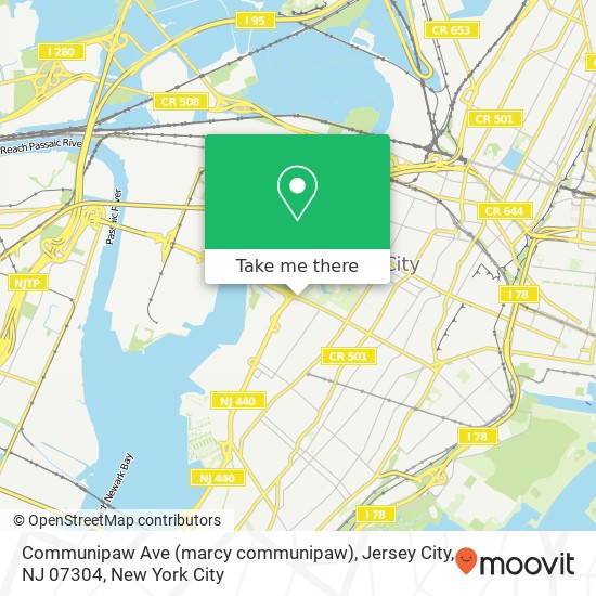 Mapa de Communipaw Ave (marcy communipaw), Jersey City, NJ 07304