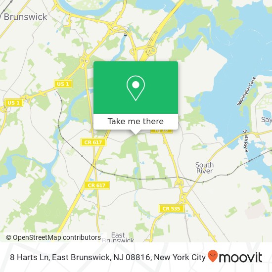 Mapa de 8 Harts Ln, East Brunswick, NJ 08816