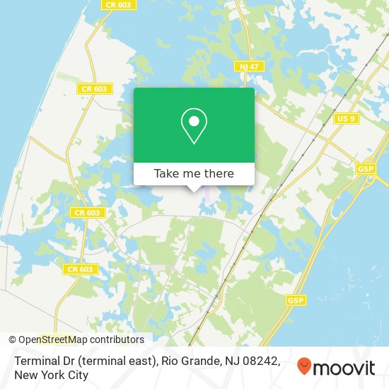 Mapa de Terminal Dr (terminal east), Rio Grande, NJ 08242