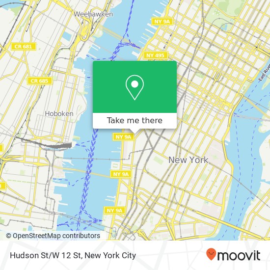 Hudson St/W 12 St map