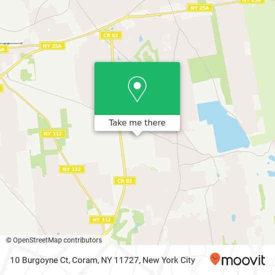 Mapa de 10 Burgoyne Ct, Coram, NY 11727