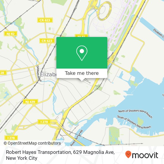 Mapa de Robert Hayes Transportation, 629 Magnolia Ave