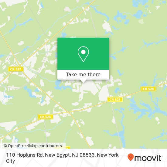 Mapa de 110 Hopkins Rd, New Egypt, NJ 08533