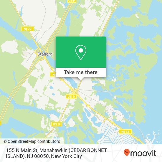 Mapa de 155 N Main St, Manahawkin (CEDAR BONNET ISLAND), NJ 08050