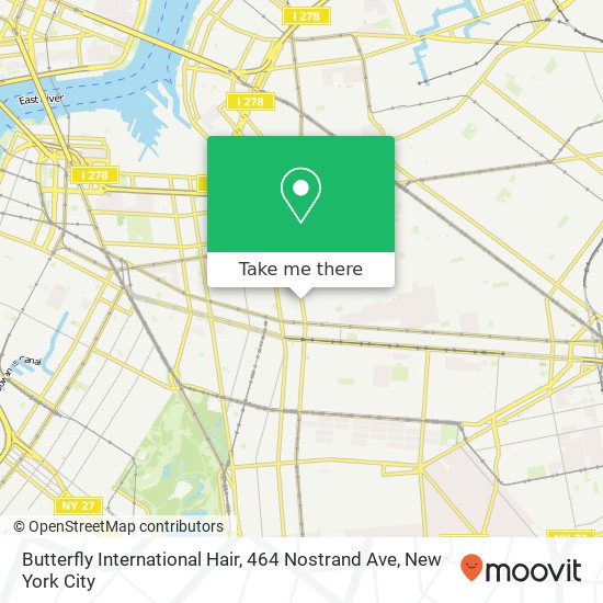 Mapa de Butterfly International Hair, 464 Nostrand Ave