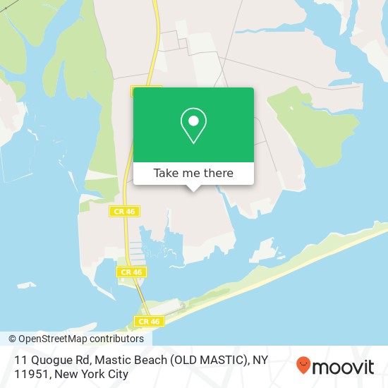 Mapa de 11 Quogue Rd, Mastic Beach (OLD MASTIC), NY 11951