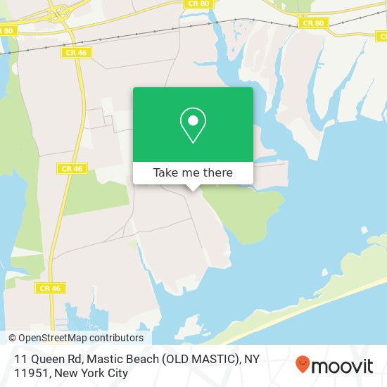 Mapa de 11 Queen Rd, Mastic Beach (OLD MASTIC), NY 11951