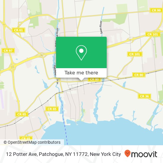 Mapa de 12 Potter Ave, Patchogue, NY 11772