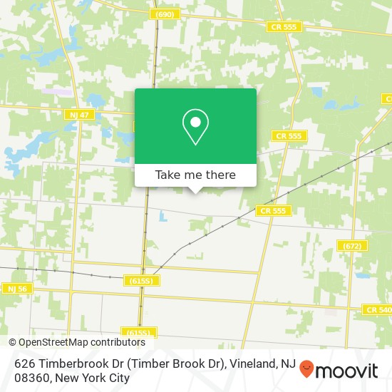 Mapa de 626 Timberbrook Dr (Timber Brook Dr), Vineland, NJ 08360