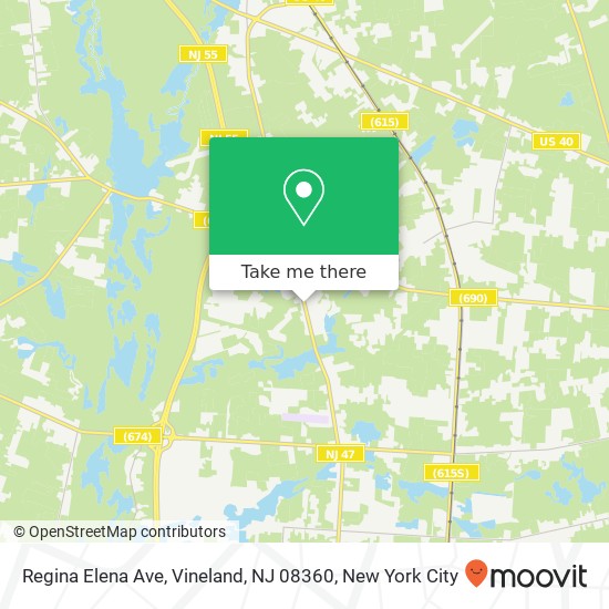 Mapa de Regina Elena Ave, Vineland, NJ 08360