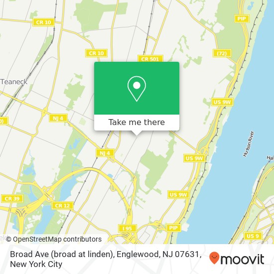 Mapa de Broad Ave (broad at linden), Englewood, NJ 07631