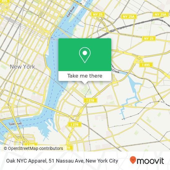 Mapa de Oak NYC Apparel, 51 Nassau Ave