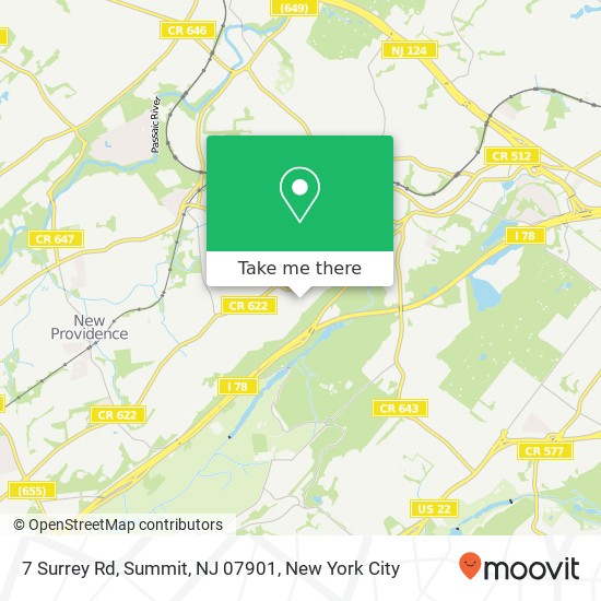 Mapa de 7 Surrey Rd, Summit, NJ 07901