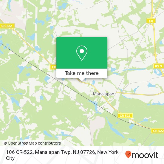 Mapa de 106 CR-522, Manalapan Twp, NJ 07726