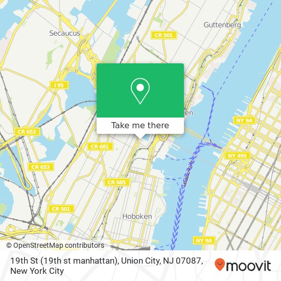 Mapa de 19th St (19th st manhattan), Union City, NJ 07087