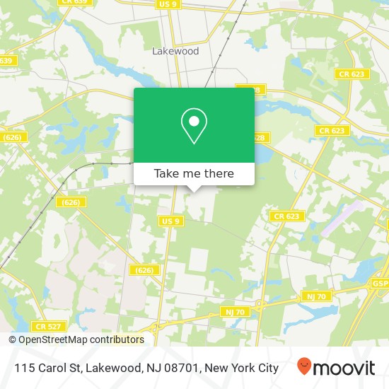 Mapa de 115 Carol St, Lakewood, NJ 08701