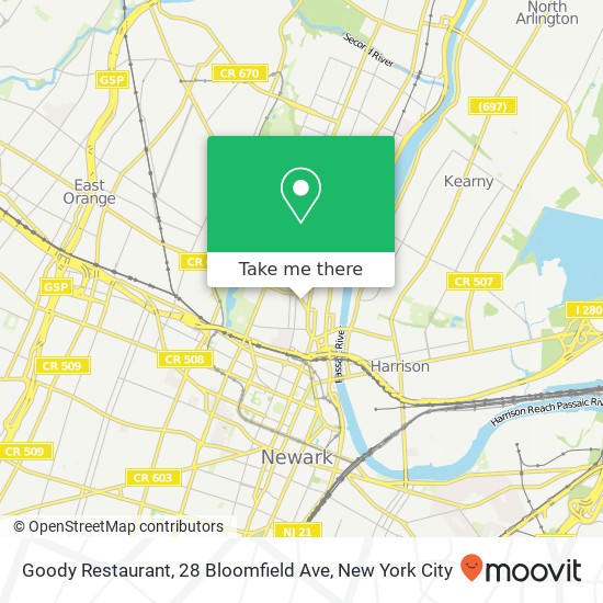 Goody Restaurant, 28 Bloomfield Ave map