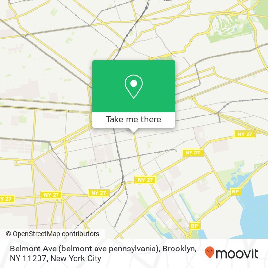 Mapa de Belmont Ave (belmont ave pennsylvania), Brooklyn, NY 11207