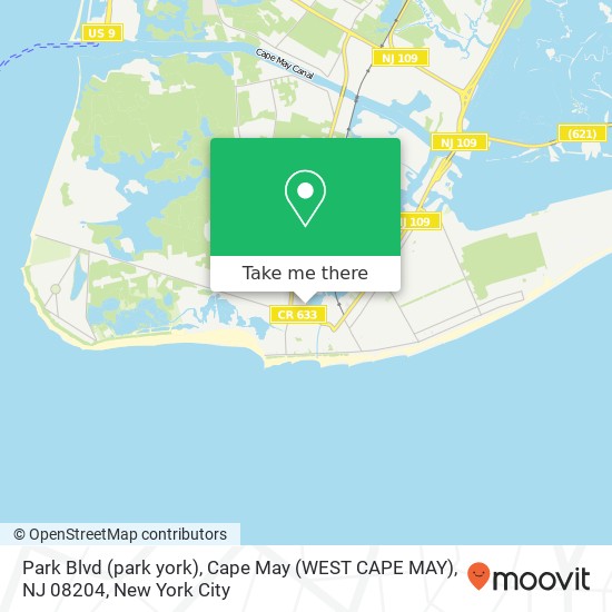 Mapa de Park Blvd (park york), Cape May (WEST CAPE MAY), NJ 08204