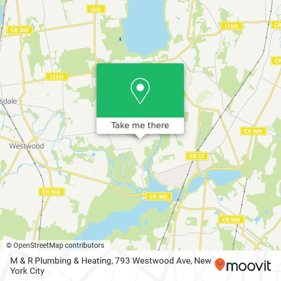 M & R Plumbing & Heating, 793 Westwood Ave map